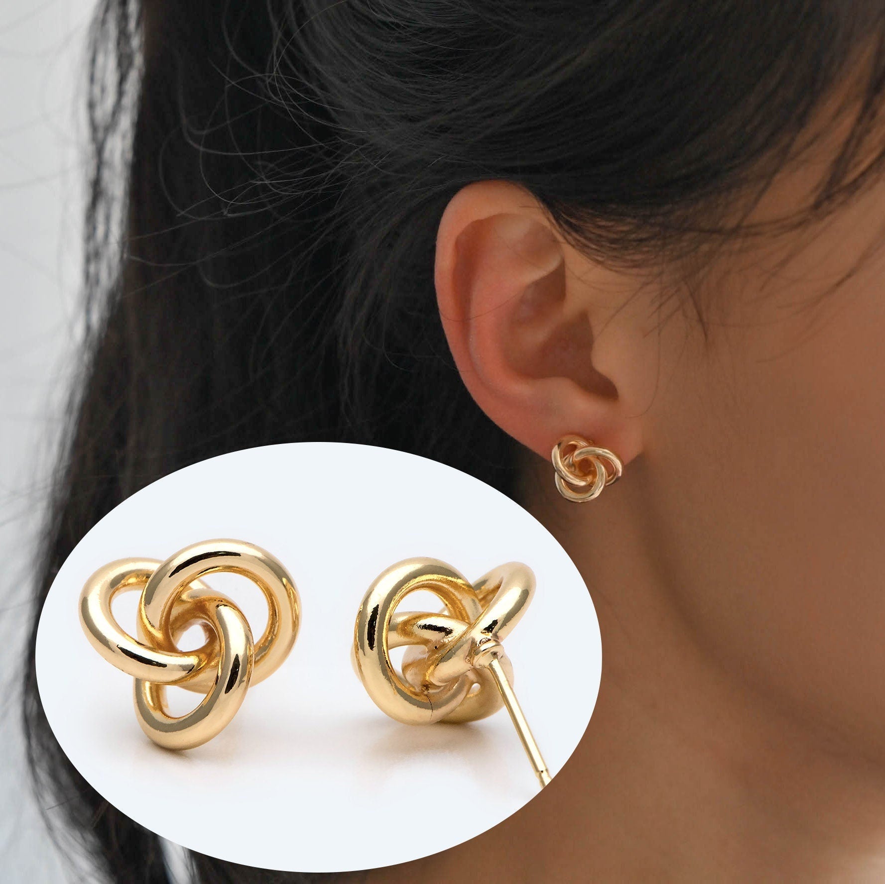 4pcs Gold/ Silver Knot Earrings, Minimalist Earrings, Flower Earrings (GB-2260-A)